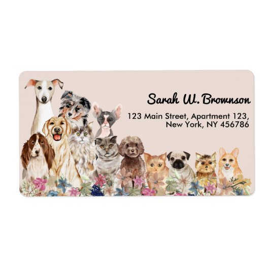 Beige Katten Honden Huisdier Dierenarts Etiket (Voorkant)