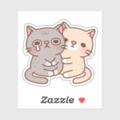 Beige kattenknuffels huilen grijze kat sticker (Vel)