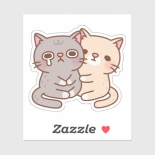 Beige kattenknuffels huilen grijze kat sticker