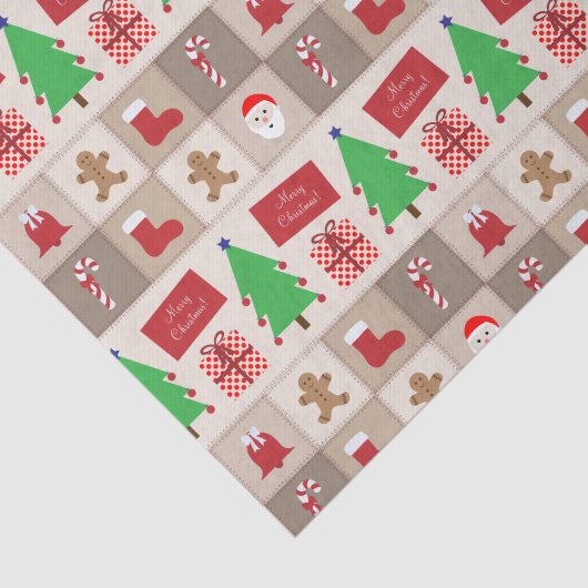 Beige Kerst Patroon Tissue Paper Tissuepapier (Detail)