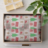Beige Kerst Patroon Tissue Paper Tissuepapier (Geschenk)