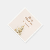 Beige kerstboom sneeuw script Kerstmis Servet (Hoek)