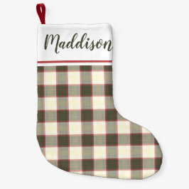 Beige Kerstmis plaid patroon gepersonaliseerde naa Kleine Kerstsok
