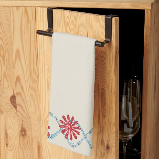 Beige Keukenhanddoek met Bloemenprint (Derde Gevouwen)