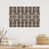 Beige Khaki Coffee Brown Ethnic Tribal Mosaic Poster (Keuken)