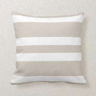 Beige Khaki & White Stripe Couch Pillow Gift Kussen