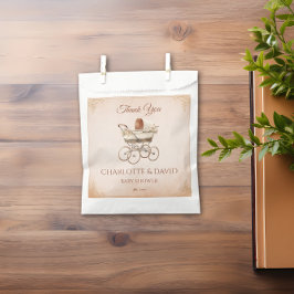 Beige  klassiek genderneutraal Baby shower Bedankzakje