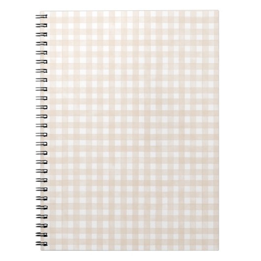 Beige Klassieke Gingham Notitieboek (Voorkant)