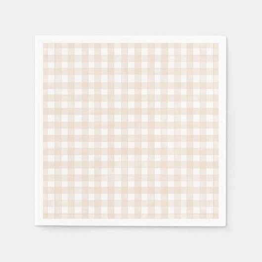 Beige Klassieke Gingham Servet (Voorkant)