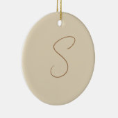 Beige Klassieke handgeschreven Initiaal monogram Keramisch Ornament (Rechts)