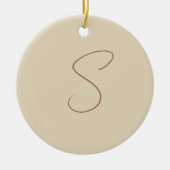 Beige Klassieke handgeschreven Initiaal monogram Keramisch Ornament (Voorkant)