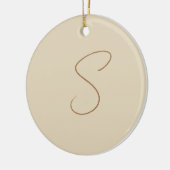 Beige Klassieke handgeschreven Initiaal monogram Keramisch Ornament (Links)
