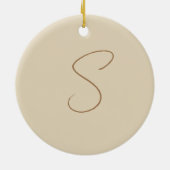 Beige Klassieke handgeschreven Initiaal monogram Keramisch Ornament (Achterkant)