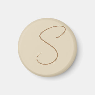 Beige Klassieke handgeschreven Initiaal monogram Magneet