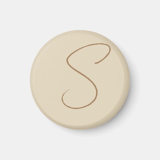 Beige Klassieke handgeschreven Initiaal monogram Magneet (Voorkant)