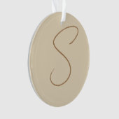 Beige Klassieke handgeschreven Initiaal monogram Ornament (voorkant)