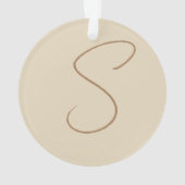 Beige Klassieke handgeschreven Initiaal monogram Ornament (achterkant)