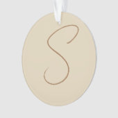 Beige Klassieke handgeschreven Initiaal monogram Ornament (voorkant)