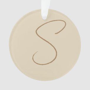 Beige Klassieke handgeschreven Initiaal monogram Ornament