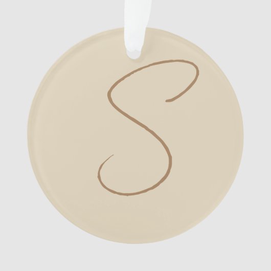Beige Klassieke handgeschreven Initiaal monogram Ornament (voorkant)
