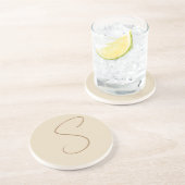 Beige Klassieke handgeschreven Initiaal monogram Zandsteen Onderzetter (Zijkant)