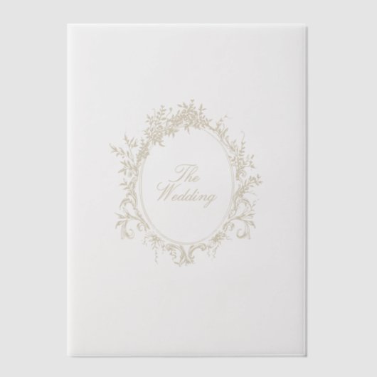 Beige klassieke krans de bruiloft kalligrafie vellum uitnodigingen (Voorkant)