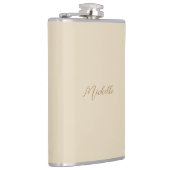 Beige klassieke professionele handgeschreven naam heupfles (Rechts)