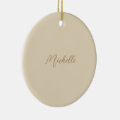 Beige klassieke professionele handgeschreven naam keramisch ornament (Rechts)
