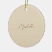 Beige klassieke professionele handgeschreven naam keramisch ornament (Links)