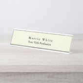 Beige Kleur Duidelijk Elegant Professioneel Modern Bureau Naambordje (Voorkant)