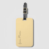 Beige Kleur Eenvoudige Elegante Script Calligrafie Bagagelabel (Voorkant (verticaal))