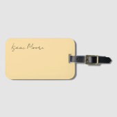 Beige Kleur Eenvoudige Elegante Script Calligrafie Bagagelabel (Voorkant (horizontaal))