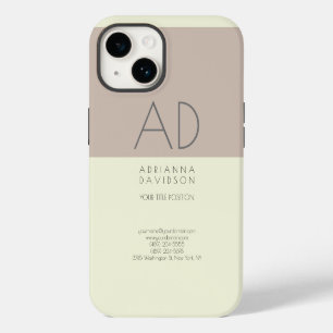 Beige Kleur Modieus Verticaal Monogram Minimalisti iPhone 14 Hoesje