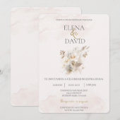 Beige kleur Spaanse bruiloft uitnodiging (Voorkant / Achterkant)