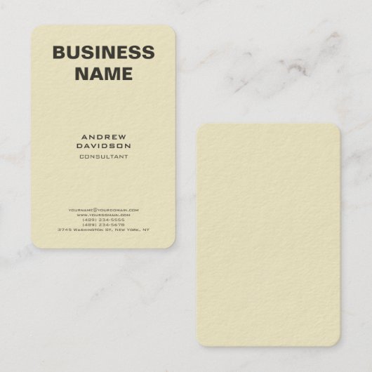 Beige kleur trendy verticaal minimalistisch ontwer visitekaartje (Voorkant / Achterkant)