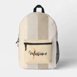 Beige Kleur - Vintage Initiaal Letter Naam Monogra Bedrukte Rugzak