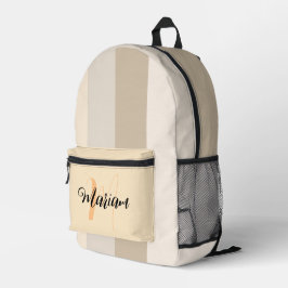 Beige Kleur - Vintage Initiaal Letter Naam Monogra Bedrukte Rugzak