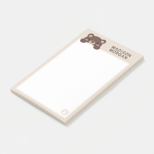 Beige Knuffel Beer & Pootjes Voeg Je Naam Toe Post-it® Notes (Schuin)
