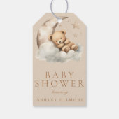 Beige Knuffige Teddybeer Neutrale Baby Shower Cadeaulabel (Achterkant)