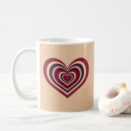 Beige koffie Mok met retro rood hart