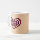Beige koffie Mok met retro rood hart (Voorkant links)