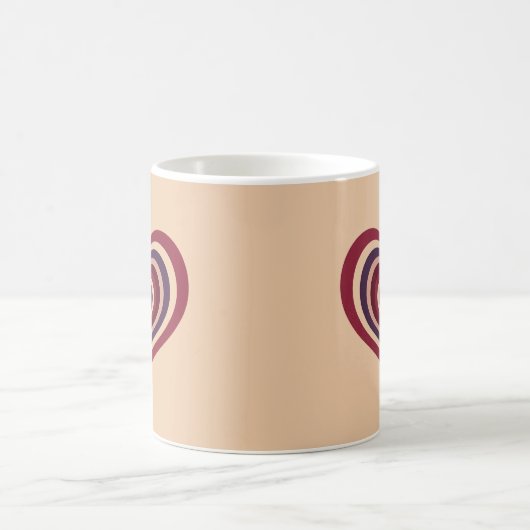 Beige koffie Mok met retro rood hart (Center)