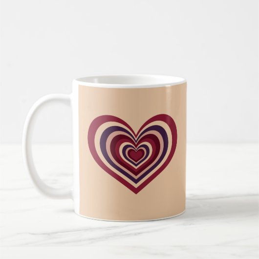 Beige koffie Mok met retro rood hart (Links)