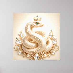 Beige Kristallen Slangen Kroon Hanger Kunst Canvas Afdruk