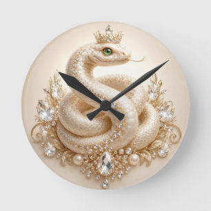 Beige Kristallen Slangen Kroon Hanger Kunst Ronde Klok