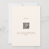 Beige kuif monogram QR code RSVP bruiloft Kaart (Achterkant)