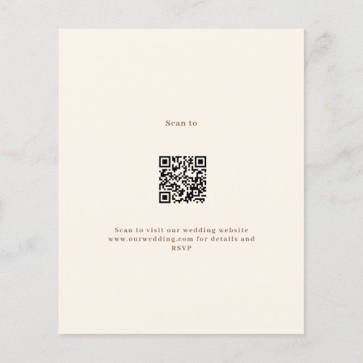 Beige kuif monogram QR RSVP budget bruiloft (Achterkant)