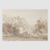 Beige  kunst jachtpaarden en honden tissuepapier (Voorkant)