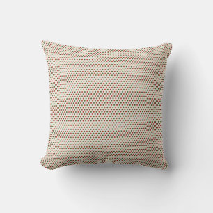 Beige kussen met een kleine, rode geometrische