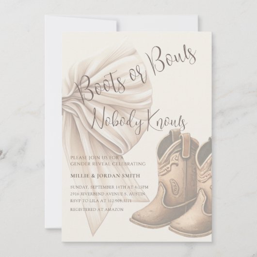 Beige laarzen of bogen Waterverf gender openbaren Kaart (Voorkant)